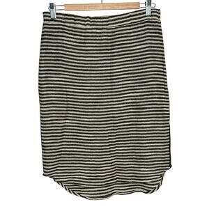 Barneys New York Black White Stripe Vegan Leather Side Panel Knee Length Size M